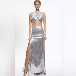 NWT!! Alice + Olivia May Halter Sequin Gown.